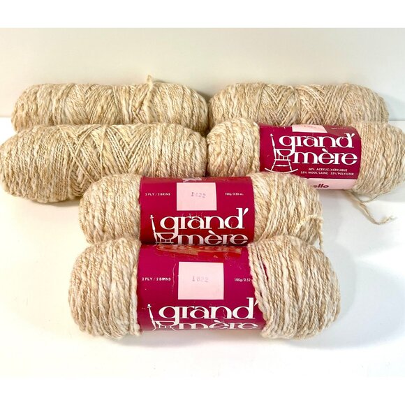 Grand'Mere Beige Marbled 2 Ply Multibello Knitting Worsted ~ 6 Skein Lot - Picture 3 of 10